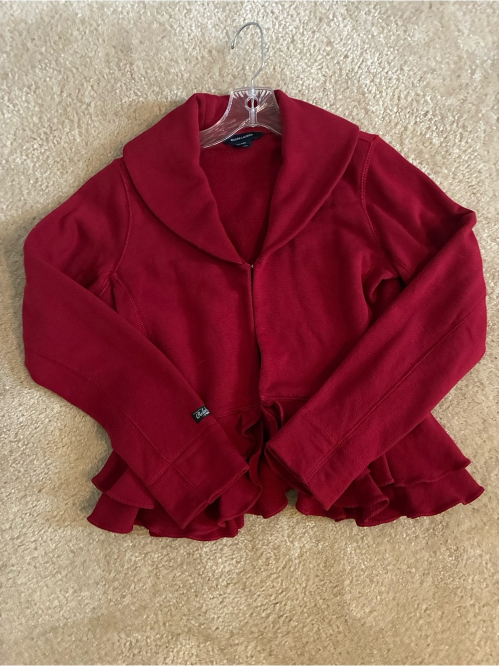 Ralph Lauren Deep Red Ruffle Hem Blazer Jacket (girls 16)XL